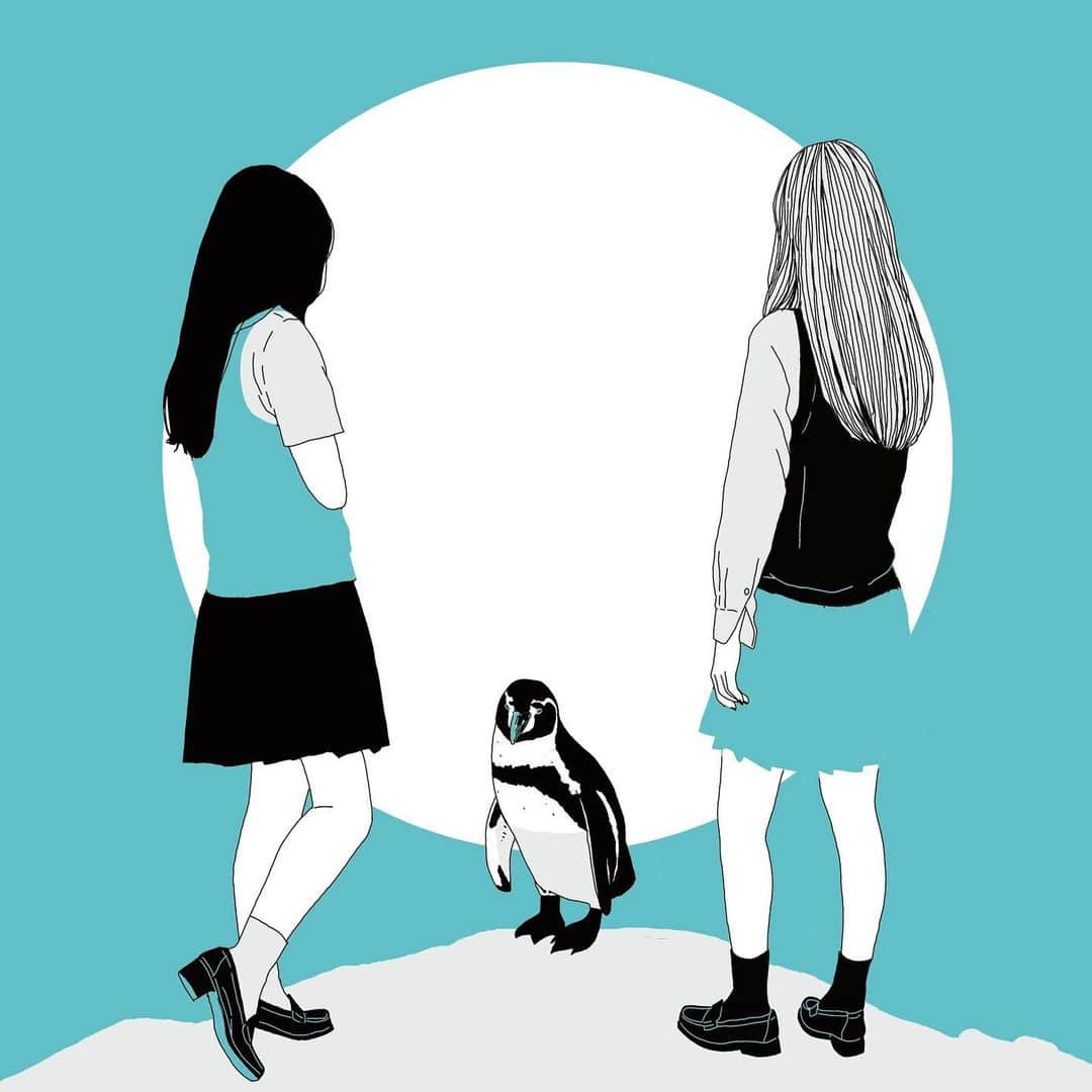 のインスタグラム：「どうしようね #illustration #drawing #絵 #japanesegirl #penguin」