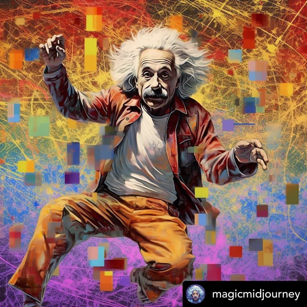 アルベルト・アインシュタインのインスタグラム：「Fan art Friday! Posted @withregram • @magicmidjourney  Tag @alberteinstein and your art may be chosen next week!」