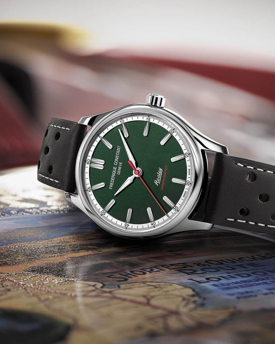 フレデリックコンスタントのインスタグラム：「Do you like classic cars? Vintage Rally watches are authenticated by the original “Healey” logo marked on the dial. Each piece comes in a collector’s gift set, completed with a miniature replica of the NOJ393.  #LiveYourPassion #VintageRallyCollection #Limitededition #MenWatch #VintageCar」