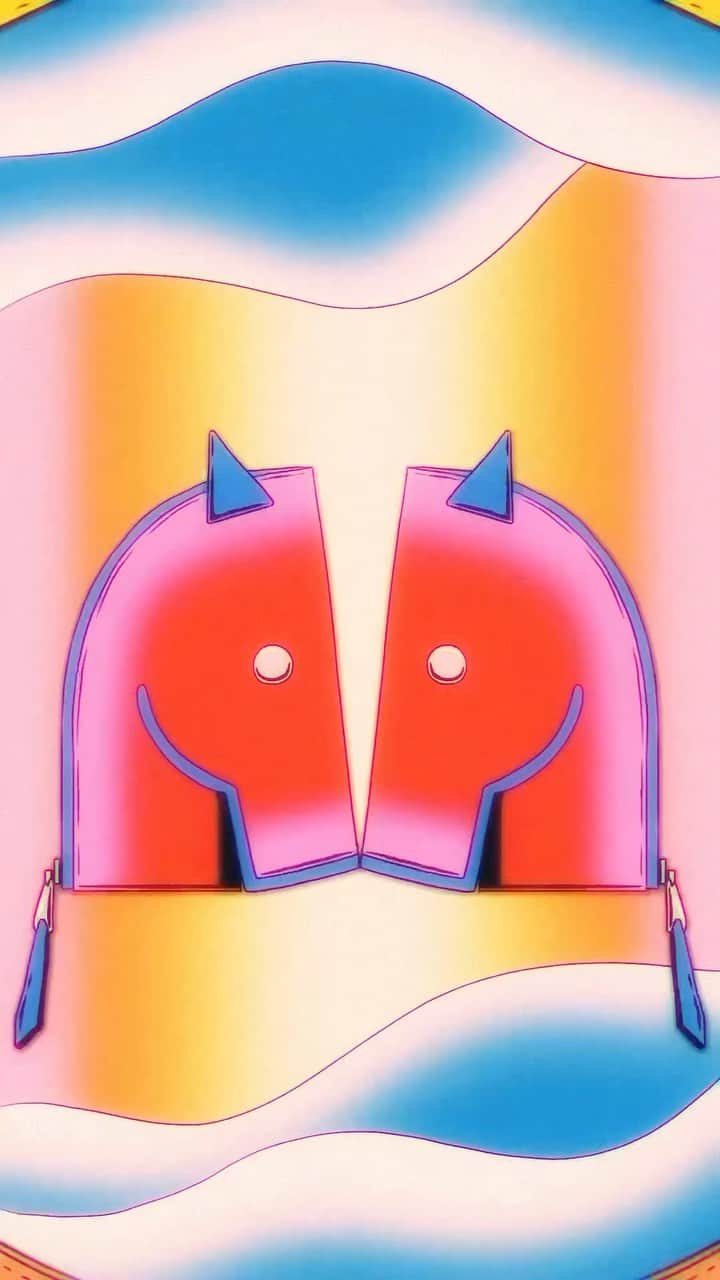 エルメスのインスタグラム：「Hypnotic horses, kaleidoscopic colors!🐴 Watch the Loop earrings, H en Rond scarf ring and more shapeshift in a transfixing cartoon by @space.dawg  #HypnoticHorses #ArtisticAccessories  #LoopMedorEarrings #DestrierBrooch #Babord24Belt #MonPremierGalopCarré #PaddockWallet  #Hermes」