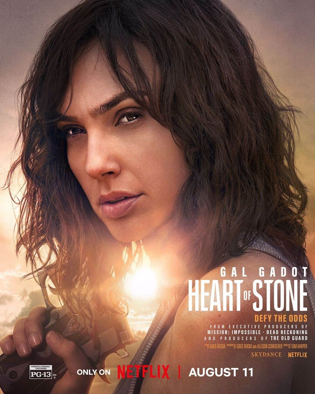 ガル・ガドットのインスタグラム：「🎉 TGIF, thrill seekers! The poster for HEART OF STONE has arrived. Now brace yourselves, because tomorrow we're dropping the trailer at #TUDUM. I promise it will blow your minds💥💥💥」