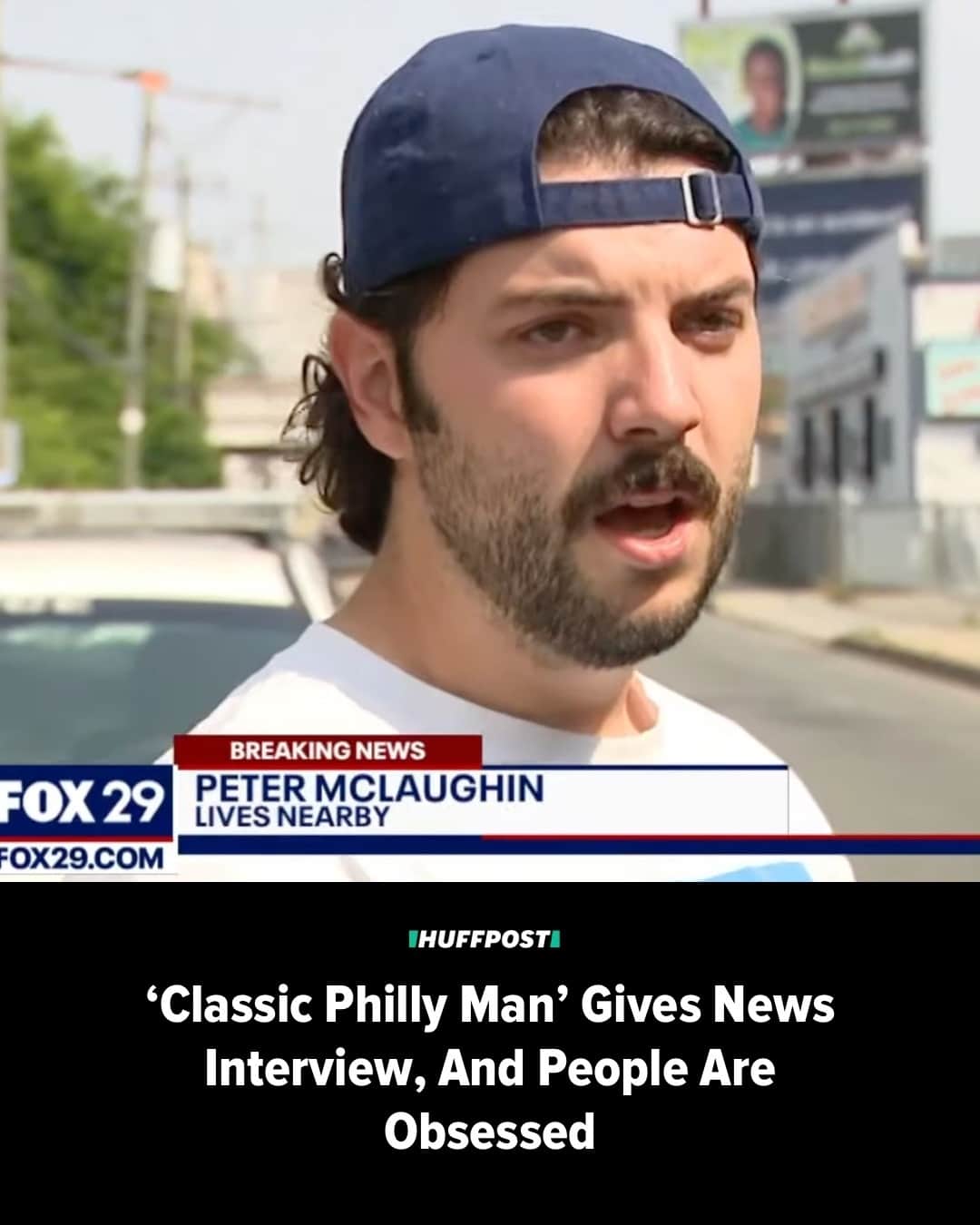 Huffington Postさんのインスタグラム写真 - (Huffington PostInstagram)「This accent is as good as a Wawa gobbler.⁠ ⁠ Peter McLaughlin, a very Philadelphia man, has gone viral for his interview with local news station Fox 29 after a portion of I-95 collapsed Sunday.⁠ ⁠ Although the incident was nothing to make light of — and McLaughlin certainly didn’t say anything negative while speaking to the station about waking up to discover the collapse happened in his neighborhood — people who are familiar with the unique Philadelphian emphasis on certain vowels were instantly smitten by his authentic style of speaking.⁠ ⁠ Twitter users also loved his somewhat nonchalant attitude about the situation and the fact that the noise of the collapse, which happened early in the morning, didn’t wake him up from his slumber.⁠ ⁠ "This is the Most Philadelphia Man that they could have possibly found to comment on the story. excellent work," one Twitter user wrote. ⁠ ⁠ Watch the clip at our link in bio. // 📷 SCREENSHOT FOX 29 PHILADELPHIA/YOUTUBE // 🖊️ @magooing_it」6月17日 2時15分 - huffpost