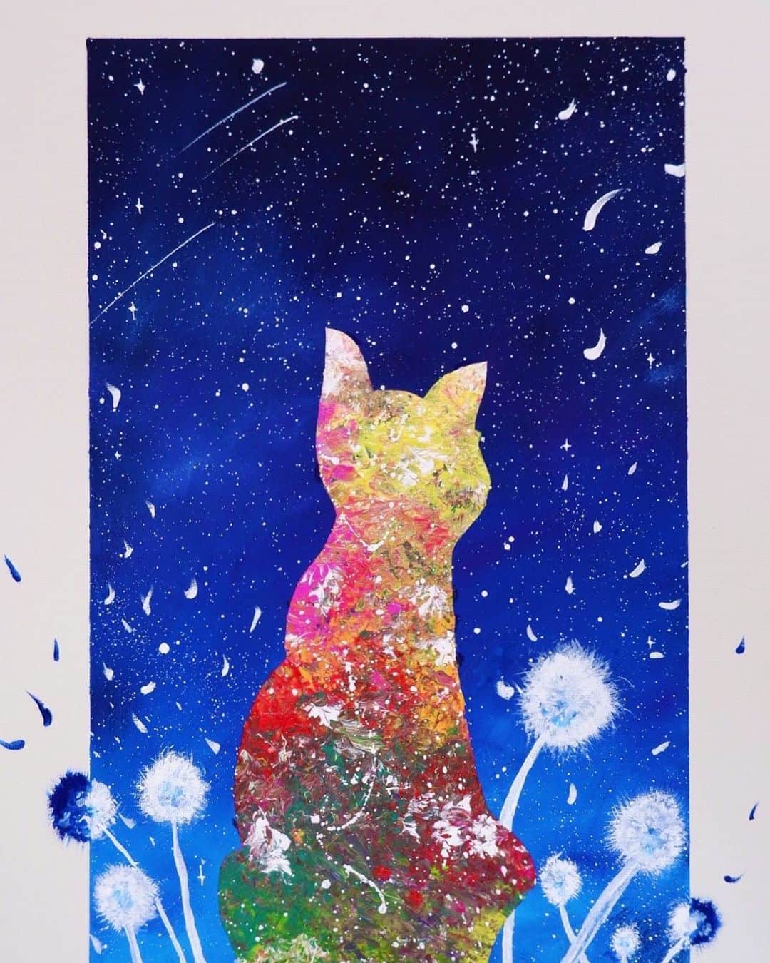 辻本祐樹のインスタグラム：「描いてみた♪  #絵画 #絵 #俳優 #辻本祐樹 #ART #描いてみた #猫 #DreaminBlue #ドリブル」