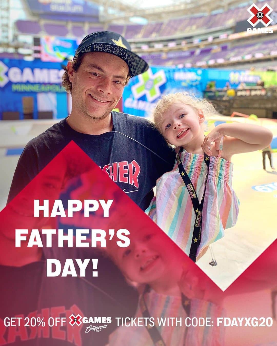 X Gamesさんのインスタグラム写真 - (X GamesInstagram)「Happy Father's Day from all of us at #XGames!  It’s not too late for a gift. Use the code "FDAYXG20" to get 20% off your tickets. See you in Ventura! 👀  📅 July 21-23 🎫 Link in @xgames bio for tickets 📲 Text Us 👉 (772) 494-2673」6月17日 6時31分 - xgames