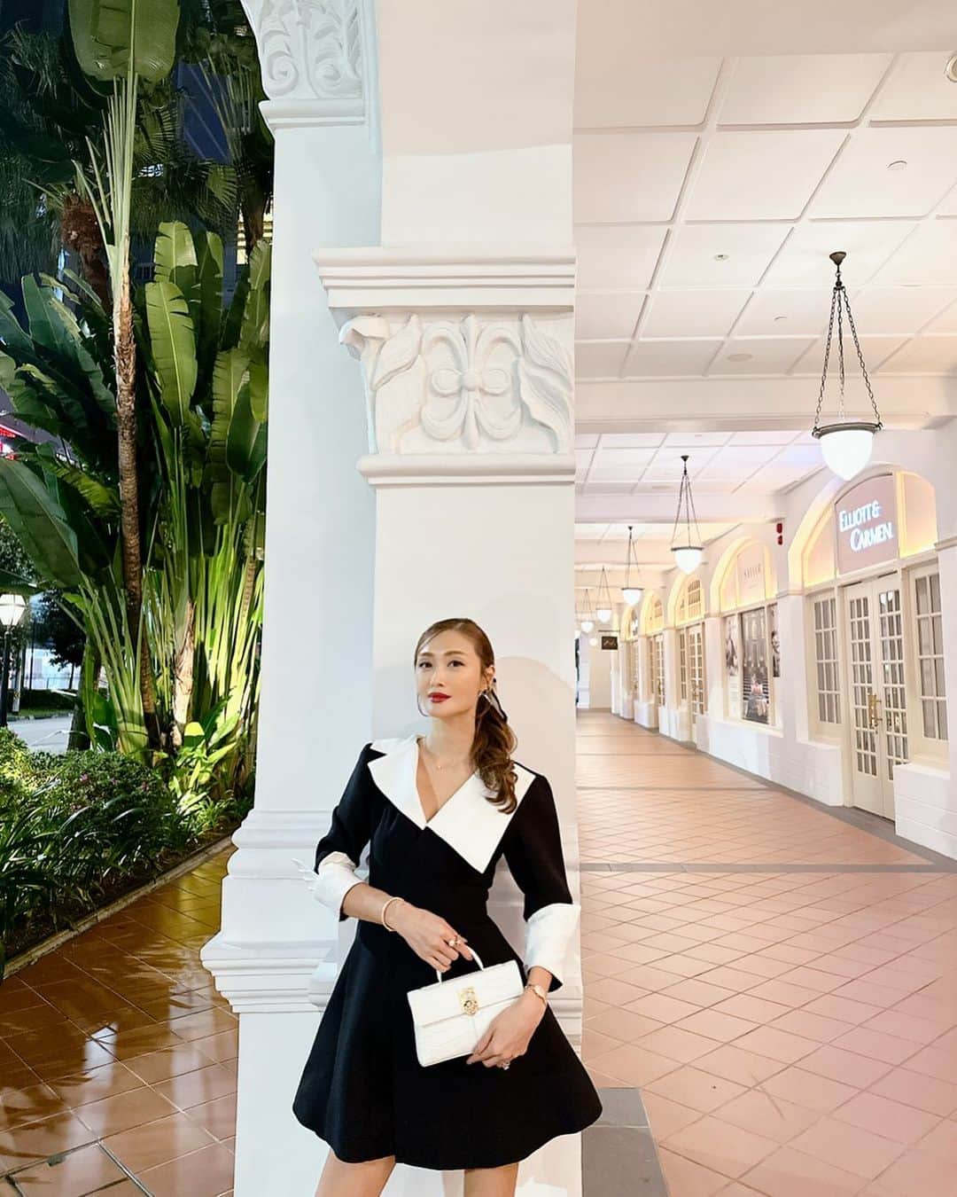 小林明実のインスタグラム：「👗✨  ワンピース CICI @cicibycici  バック @cafune.official   #singapore  #女子会 #お寿司 #cafune」