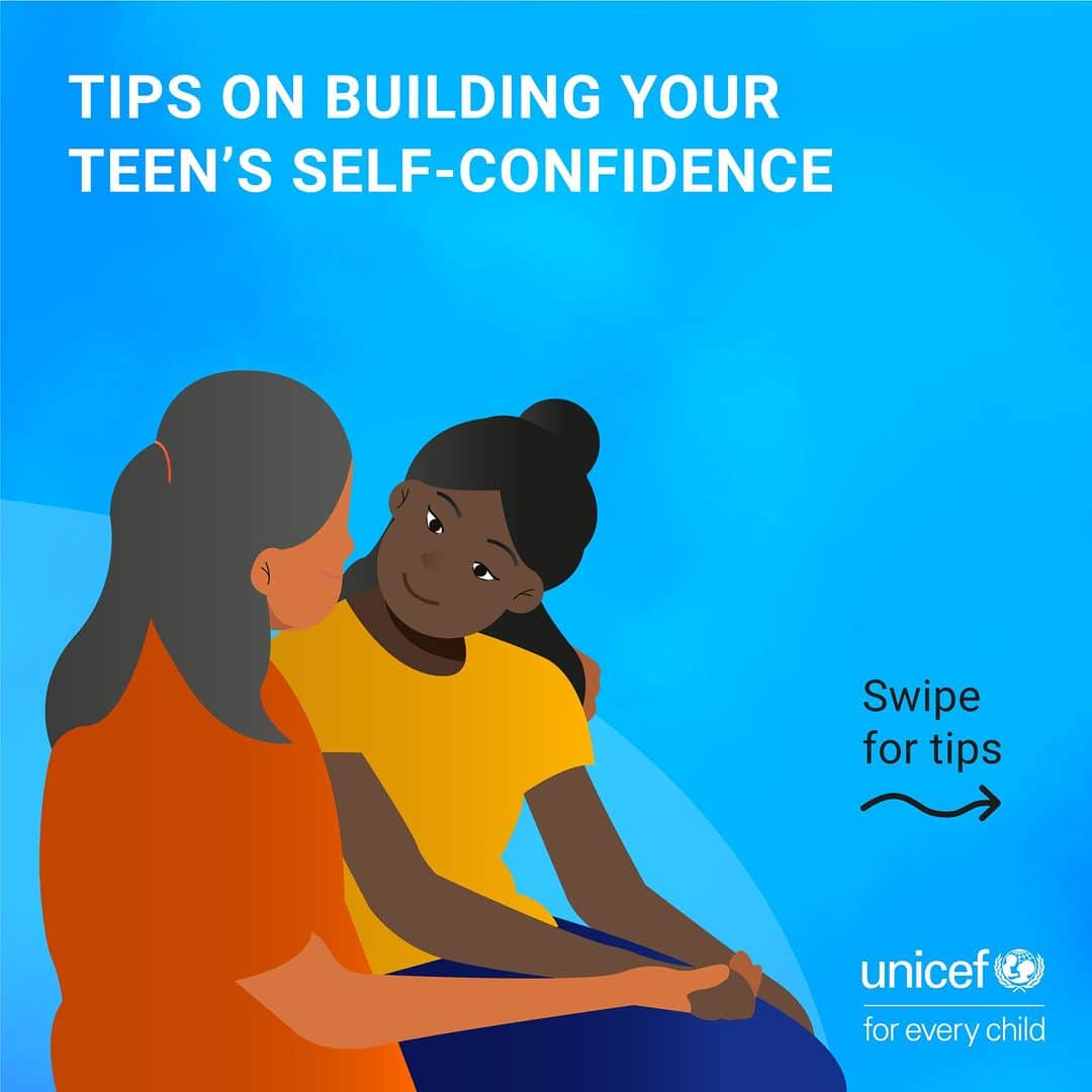 unicefのインスタグラム：「As your teenager navigates a period of big changes and intense emotions, here are our expert tips on helping them feel confident.  #OnMyMind」
