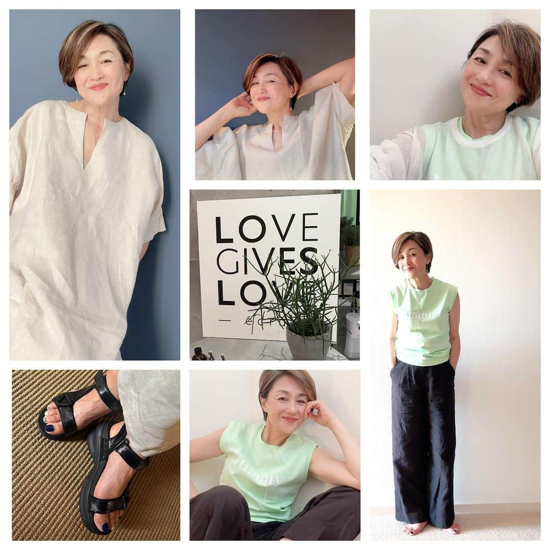 香坂みゆきさんのインスタグラム写真 - (香坂みゆきInstagram)「Getした服を 一通り着てみよう❣️ さすがRikacoでございます〜💕 センスも着心地も👍 @noname.japan  ✖️ @maenorichang  のサンダルは履き心地抜群〜 ちょっと背も高くなれるし😅 この夏重宝しそうな物ばかり💕 一人でファッションショーして楽しむ🤣  月曜まで 恵比寿ガーデンプレイスB1 @pdst.jp にて @lovegiveslove_ecru の 展示即売会開催中  #お買い物  #ショッピング  #夏のおしゃれ  #❤️  @rikaco_official」6月17日 18時10分 - miyuky__way