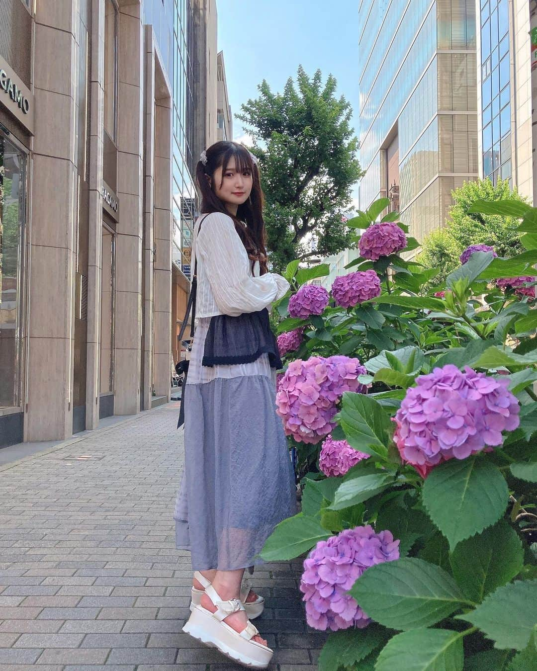 貝賀琴莉のインスタグラム：「紫陽花と📸  #琴莉のとりこ #アイドル #idol #全身」