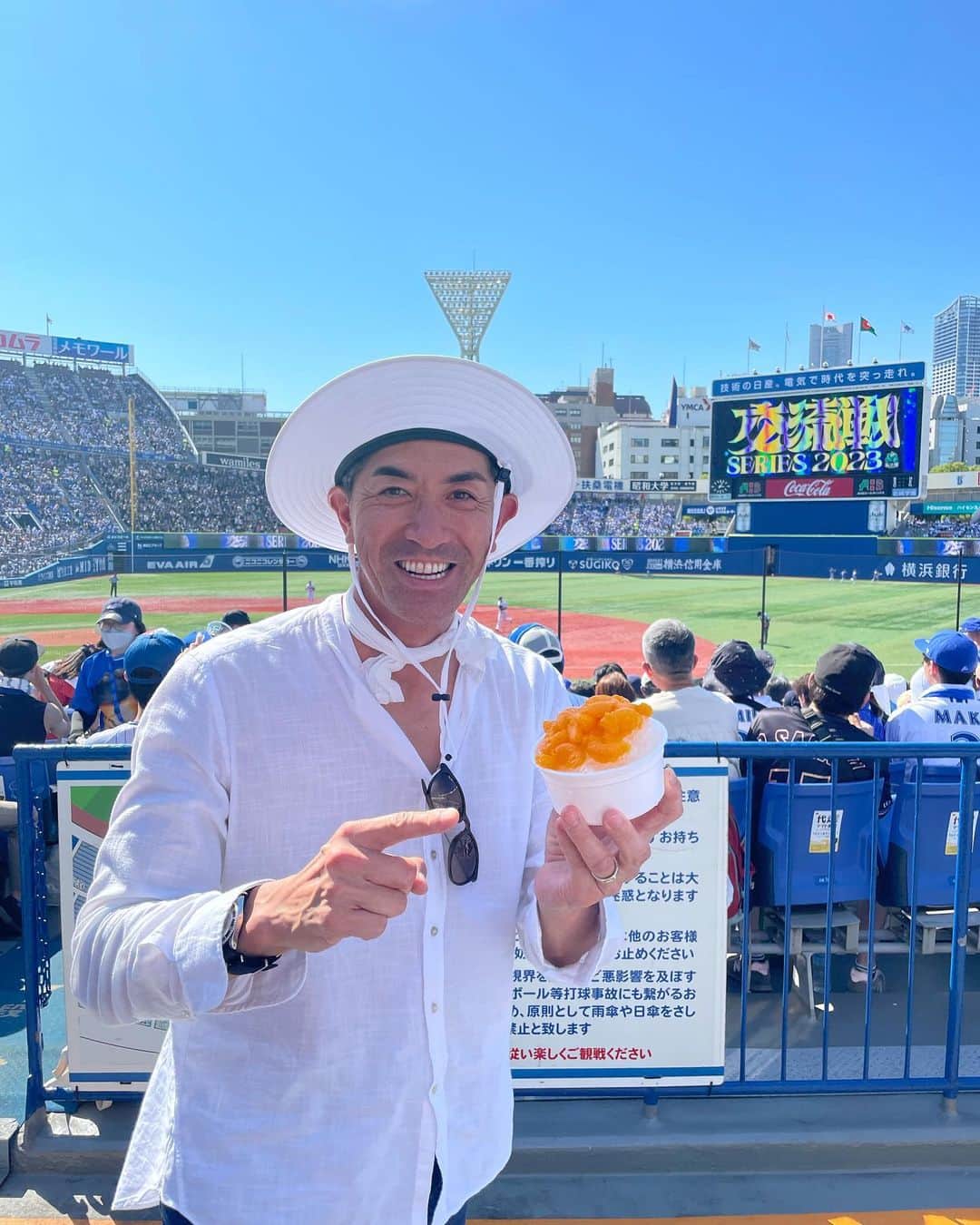 G.G.佐藤のインスタグラム：「ハマスタを楽しんで来ました！ ハッピーダンスコンテストめちゃくちゃ楽しかった。」