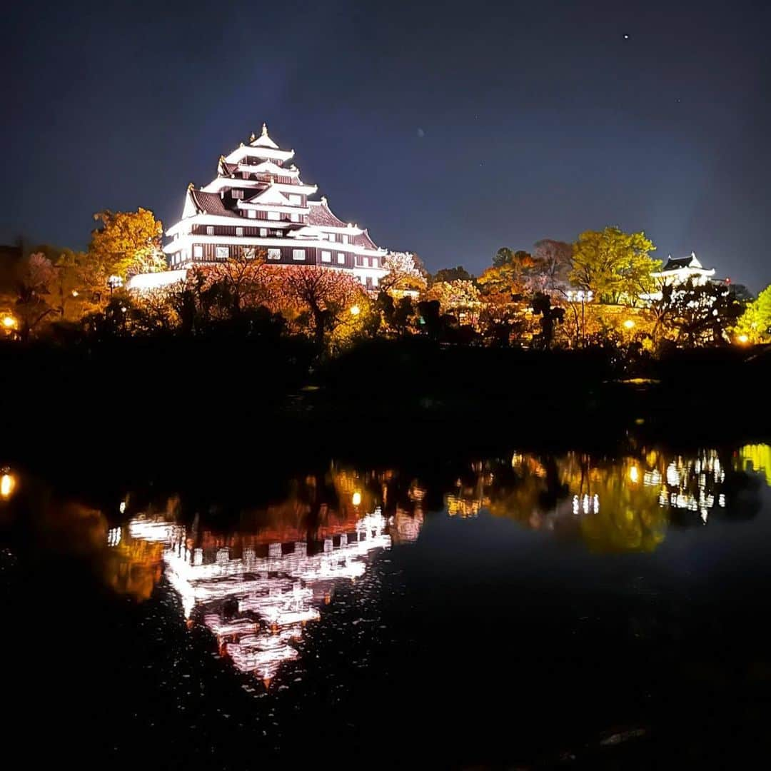 小野田紀美のインスタグラム：「岡山城🏯✨  昨年11月にリニューアルした岡山城。 夜の眺めも美しいですね✨ 岡山より秘書撮影の写真です📸  (事務所スタッフM) #岡山県 #岡山城 #岡山城ライトアップ #ぜひ岡山へ #自民党 #参議院 #小野田紀美 #小野田きみ #おのだきみ #日本を守り抜く #約束」