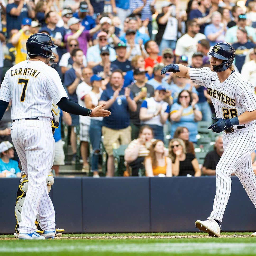 ミルウォーキー・ブルワーズさんのインスタグラム写真 - (ミルウォーキー・ブルワーズInstagram)「Making a name for himself AND the mullet.   #ThisIsMyCrew」6月18日 6時27分 - brewers