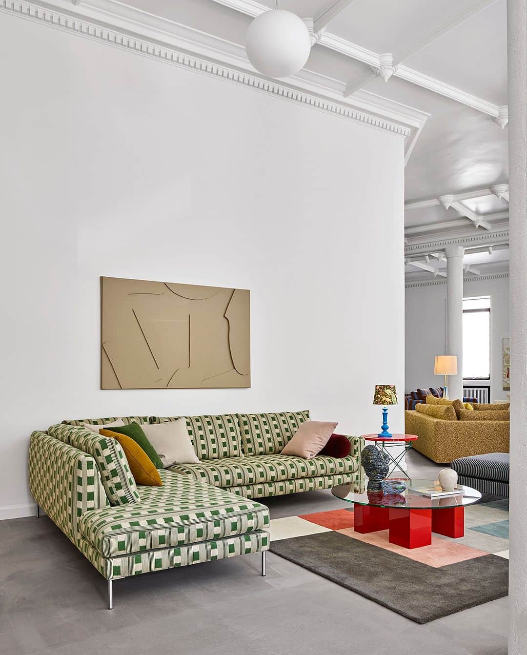 eilersenのインスタグラム：「While neutral colour palettes have been dominant for quite some time, our new  "A Time for Change" exhibition breaks with convention, juxtaposing achromatic white walls with printed textiles, paints and wallpapers. Here it is the new Luce sofa in Christopher Farr textile.  See all the news in our showroom in Niels Hemmingsens Gade 7, Copenhagen.  #eilersen #eilersenfurniture #myeilersen #enjoyaneilersen #Luce  #jensjuuleilersen #homedecor #sofa #danishdesign #inredning #finahem #interiorlovers #interiordesign #modernliving #minimalism #nordiskehjem #nordicinspiration #nordicliving #craftsmanship #luxurylifestyle #boligindretning #designinterior #livingroominspo #boliginspiration #softminimalism #hemindredning #schönerwohnen #nordicminimalism #throughgenerations #3daysofdesign2023」