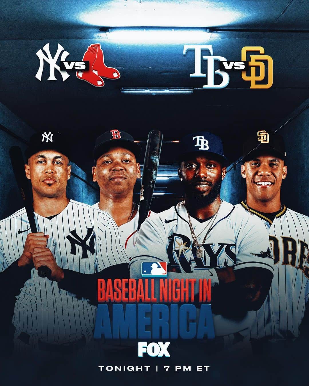 MLBさんのインスタグラム写真 - (MLBInstagram)「It’s Baseball Night in America TONIGHT on FOX ⚾️📺  ▫️ @yankees vs @redsox  ▫️ @raysbaseball vs @padres」6月18日 1時20分 - mlb