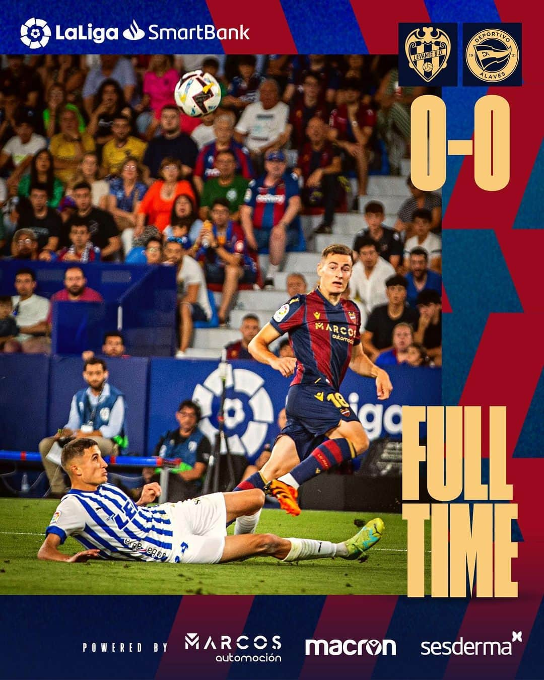 レバンテUDのインスタグラム：「Final, nos vamos a la prórroga   #LevanteUD 0-0 #Alavés   • @grupomarcosautomocion @macron @sesderma @baleariaferry @amstel_es @cocacola_esp」