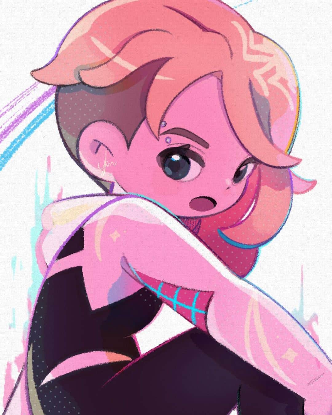 ユキノシュガーのインスタグラム：「#drawing#illustration#fanart#anime#animegirl#gwenstacy#gwen#spiderman#spiderverse」