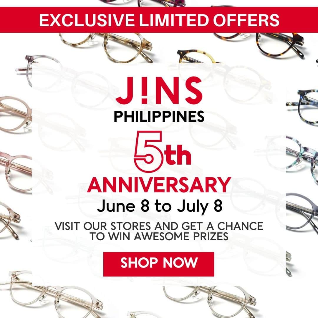 JINS PHILIPPINESさんのインスタグラム写真 - (JINS PHILIPPINESInstagram)「Enjoy JINS exclusive limited offers from June 8 to July 8, 2023.   Shop Now:  SM Aura SM Makati SM North Edsa Robinsons Manila SM Megamall Ayala Trinoma SM Mall of Asia  #JINS #eyewear #glasses #Japan #5thanniversary #JINS5thanniversary」6月18日 15時00分 - jins_philippines