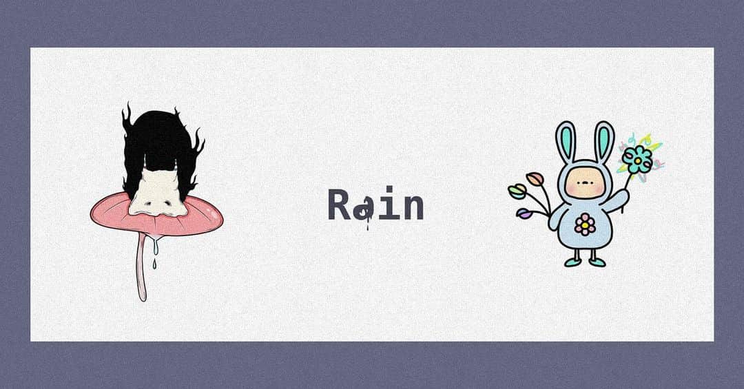 瀬戸康史のインスタグラム：「友達のFoomiyというアーティストと同じテーマで描いた。 【Rain】 今日は東京めちゃくちゃ晴れてるけど...笑  左 #セト絵  右 #Foomiy」