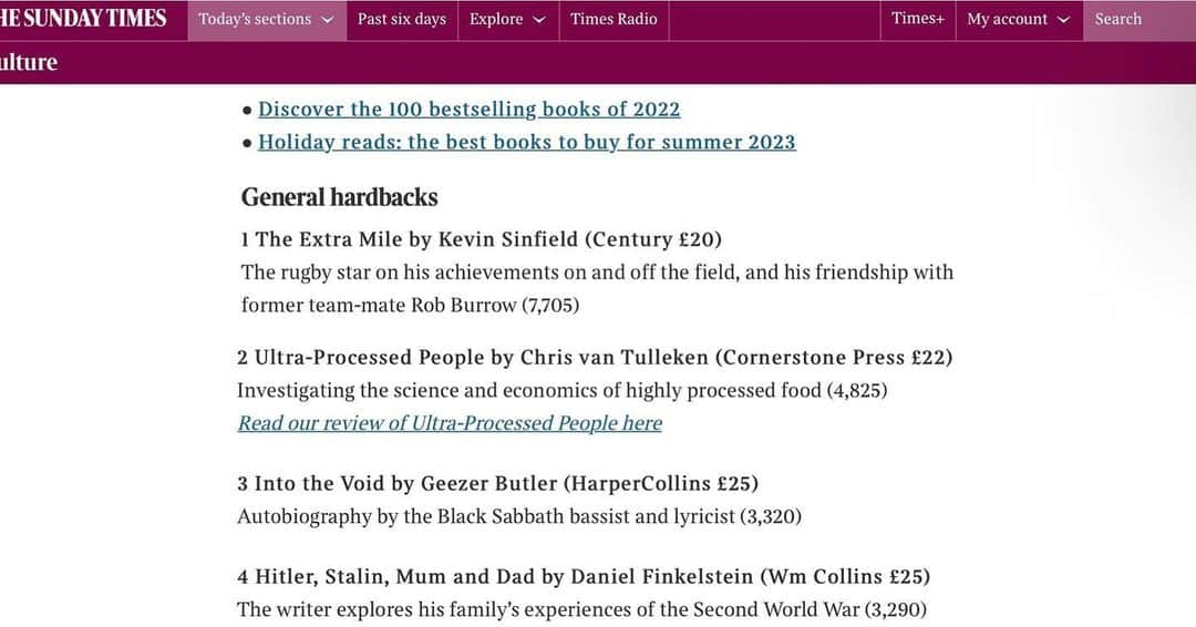 ギーザー・バトラーさんのインスタグラム写真 - (ギーザー・バトラーInstagram)「I can now add best selling author to my resume. @thetimes」6月19日 1時53分 - geezerbutler