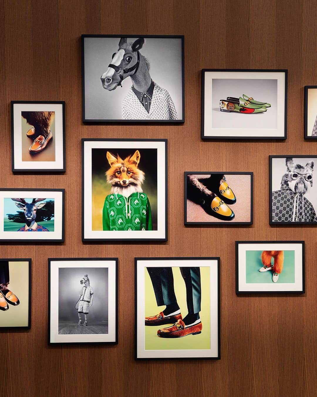 のインスタグラム：「Inspired by the Horsebit Loafer, digital artist Blatant Space created a picture gallery featuring fantastical characters, displayed at the House’s new exhibition at Spazio Maiocchi in Milan today until 6 p.m.   Discover more at link in bio.   #GucciHorsebit #BlatantSpace #MFW」