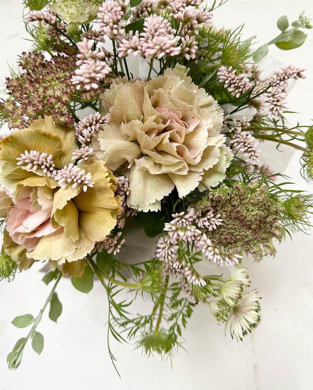 唐津裕美さんのインスタグラム写真 - (唐津裕美Instagram)「プレゼントする人を想いながら、その人に似合った配色の草花を選ぶのって幸せ。 気合いの入りすぎない小ぶりな花束が好き。  これは今月17歳になったひなっこへ。  #trucknest」6月18日 19時31分 - h_i_r_i_n_k_o