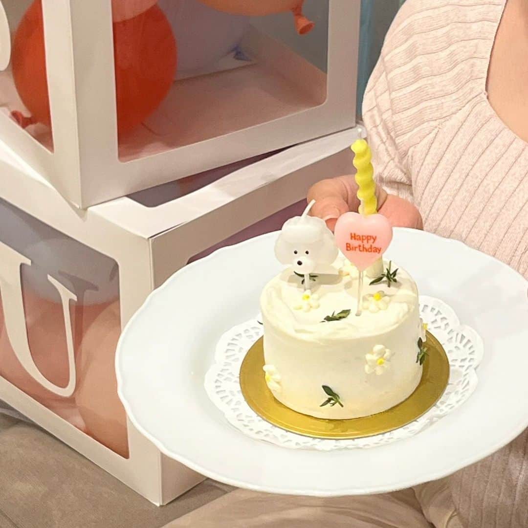 森香澄のインスタグラム：「. 🍰🐶 #birthdaycake」