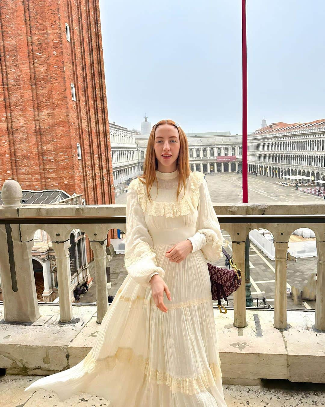 ベッキー・クルーエルのインスタグラム：「photodump: Venice 🇮🇹 📍  1. A view from above St Mark’s Cathedral wearing my vintage gunne sax from @elindiovintage ✨ 2. Sun down the canals 3. over 8,000 square metres of mosaics at the cathedral 4. channeling dorothy wizard of oz, or wednesday addams, not sure  5. single file please 6. 1 tea and 1 hot choco price at Caffe Florian 😵‍💫  #vintageprairiedress #70sprairiedress #prairiedressobsessed #prairiedress #charityshopfashion #edwardianfashion #70sdress  #softgirl #softgirlaesthetic #romanticstyle #canaletto #neobaroque #canalettoandvenice #canalettovenezia #baroquearchitecture #venicebiennale #18thcentury #historical #historylovers #neoclassicism #venicelife #venezia #veneziaunica #biennaledivenezia #historyofart #historyart #arthistorynerd #classicalpainting #arthistory #classicalart」