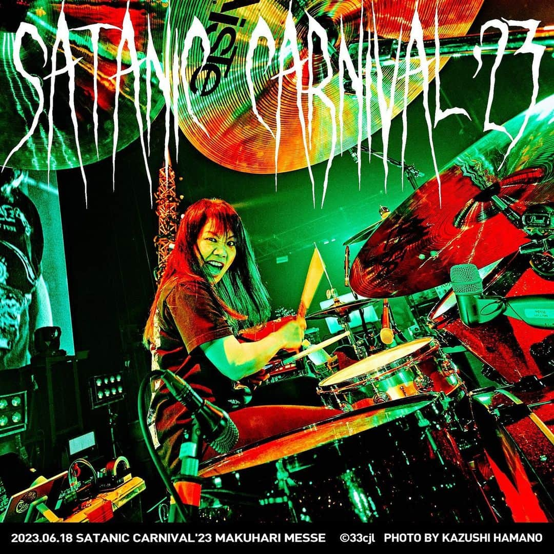 マキシマム ザ ホルモンさんのインスタグラム写真 - (マキシマム ザ ホルモンInstagram)「2023年6月18日(日)  SATANIC CARNIVAL 2023 @千葉県・幕張メッセ国際展示場  Photo by @hamanokazushi Design Layout by マキシマムザ亮君  -SETLIST- 1.「F」 2.ハングリー・プライド 3.便所サンダルダンス 4.ロッキンポ殺し 5.ROLLING1000tOON 6.メス豚のケツにビンタ(キックも)  7.恋のスペルマ  #マキシマムザホルモン #maximumthehormone #サタニック」6月19日 11時12分 - mth_official_33cjl