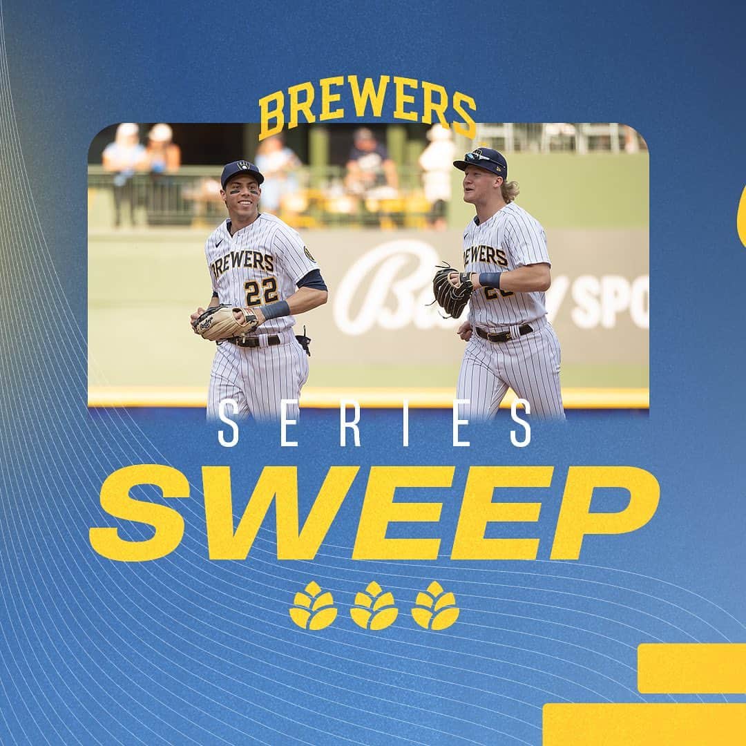 ミルウォーキー・ブルワーズのインスタグラム：「Sweeping the Pirates away 😏  #ThisIsMyCrew」