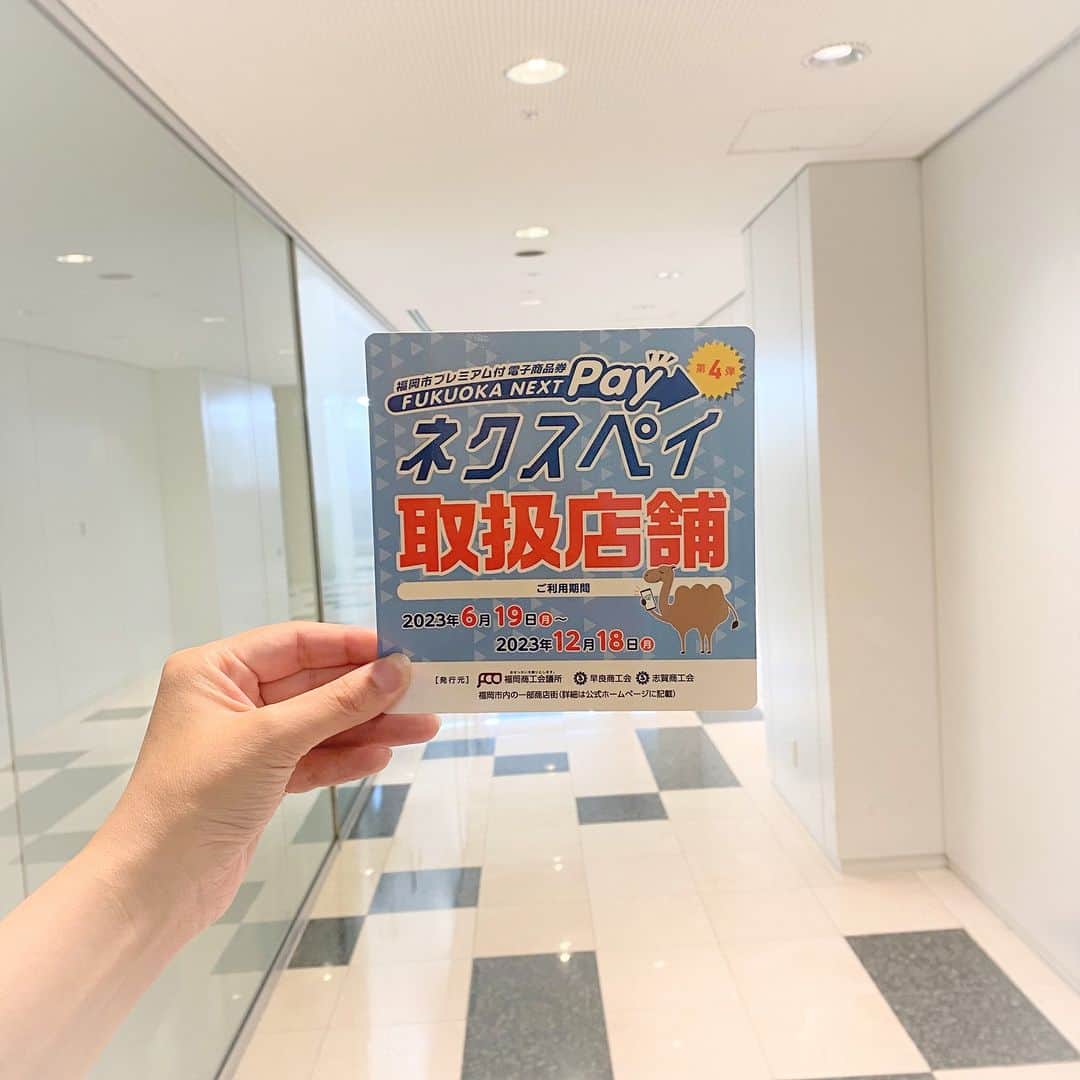 キャナルシティ博多のインスタグラム：「＼キャナルでも使えます！／   福岡市プレミアム付 電子商品券「ネクスペイ」！！ キャナルシティ博多の対象店舗でのお買い物やお食事にご利用いただけます🎵😁  ◎ご利用可能期間◎ 　2023年6月19日(月)〜2023年12月18日(月)  🌟🏄写真のステッカーが目印です🏄🌟  ※対象外店舗 キャナルシティ劇場、総合インフォメーション、ユナイテッド・シネマ キャナルシティ13、ローソン、TAITO STATION、アムウェイ・プラザ福岡、カートショップ全店、似顔絵ゼナ、一部期間限定ショップ、駐車場、Quick Wash、リファレンス貸会議室、ショールーム全店、クリニック全店、長浜ナンバーワン、初代秀ちゃん、拉麺 久留米 本田商店、らーめん二男坊、二男坊 second 豚骨つけ麺 あんど、グローバルセレクション、ザ・博多 ギフトショップ、築地　銀だこ、STRAWBERRY FETISH/NENE CHICKEN、スターバックスコーヒー、サンキューマート、PINK HOUSE WORLD、TOMMY HILFIGER、リフォーム三光サービス、ギアーズジャム（ギアーズジャムは7月1日以降ご利用可能です。） ※対象外店舗は予告なく変更される場合がございますのでご了承ください。  #canalcityhakata #canalcity #キャナルシティ博多  #ネクスペイ #ネクスペイ使えます  #夏物の準備や #まもなく始まる先行セール #キャナルでのお食事や休憩に #ぜひご利用ください💚」