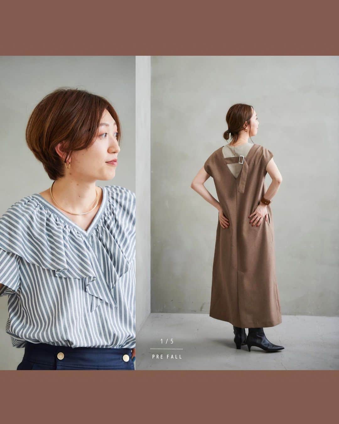 le. coeur blancのインスタグラム：「.  " 夏素材で楽しむ秋カラー " ⁡ 今から着られて、 新たな次のシーズンムードを感じさせる 5つのスタイリング✨ ⁡ ⁡ ▶︎アイテムの詳細は画像タップでcheck！ ⁡ ⁡ ----------  ▪︎ style 1 / 5 ⁡ Vネックバックベルトワンピース ¥10,890 no. 3037062700 shop / online store : 販売中 ⁡ ⁡ ▪︎ style 2 / 5 ⁡ ストライプフリルカラーVネックブラウス ¥14,410 no. 3033032407 shop / online store : 販売中 ⁡ ⁡ マリンワイドパンツ ¥17,600 no. 3037052400 shop : 6/28(水)入荷予定 online store : 予約販売中(6月中旬発送予定) ※撮影はサンプルを使用している為、ボタンのデザインが異なります。 ⁡ _________________________ ⁡ < 𝗶𝗻𝘀𝘁𝗮 𝗹𝗶𝘃𝗲 𝘀𝗰𝗵𝗲𝗱𝘂𝗹𝗲 > ⁡ 6/21(水)、6/30(金) ⁡ ※日時は変更になる場合もございます。 　詳しくは前日のストーリーズでお知らせします。 ⁡ ⁡ ⁡ ⁡ ⁡ ⁡ ⁡ ⁡ ⁡ ⁡ ⁡ ⁡ ⁡ ⁡ ⁡ ⁡ ⁡ ⁡ ⁡ #lecoeurblanc #ルクールブラン #spring #summer #le_23ss #le_web #le_23aw #autumn #prefall #ワンピース #ブラウス #パンツ」