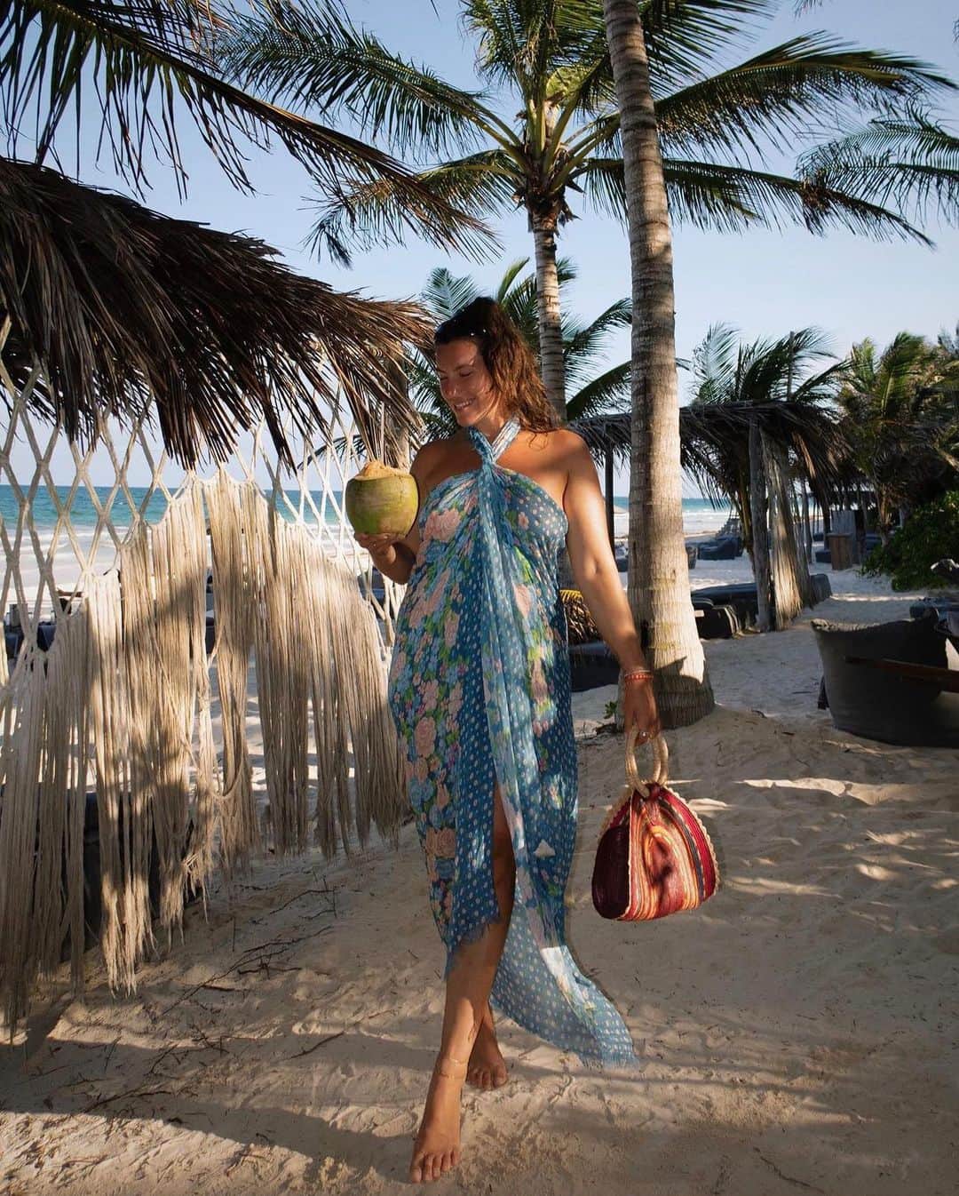 SPELLのインスタグラム：「When your scarf doubles as a dress… 🥥 @london_ellis on island time in our Yellow Rose Travel Scarf ~ our biodegradable + compostable preferred fibre 🌴」