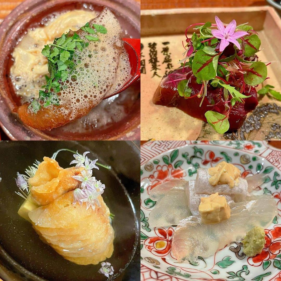 百合華のインスタグラム：「京都祇園にある超予約困難なミシュラン二つ星の和食割烹『祇園 大渡』にてお祝いディナータイム②🎶  #お祝いディナーはコース料理   旬食材をふんだんに使用した贅沢な逸品料理が次から次へと御登場✨✨✨  #旬の食材には今必要な栄養素が豊富   いつも素敵な笑顔ととっても美味しいお料理の数々でおもてなししてくださる大将からのウインクが可愛い愉しいひとときを誠にありがとうございました😘  #美味しいお料理と楽しい会話   #大将の優しい笑顔もご馳走さまでした   デザートタイムには自家製の和菓子と共に目の前でお茶を点ててくださり大変美味しゅう御座いました❤️  #日本の伝統文化は素晴らしい   この度大将から頂戴いたしました感動のお誕生日サプライズは次回UPいたします💋  #お誕生日サプライズありがとうございました   #japan #日本 #kyoto  #京都 #祇園街 #京都祇園 #祇園ディナー #michelin2stars  #ミシュラン二つ星  #日本料理の名店  #職人魂に感動  #生命のエネルギー #至極の逸品シリーズ  #食を通じて笑顔をつなぐ  #おもてなしの心を学ぶ  #職人技が素晴らしい  #大将の笑顔が素敵  #鍛錬の贈り物 #日本の伝統  #美食 #美食家」