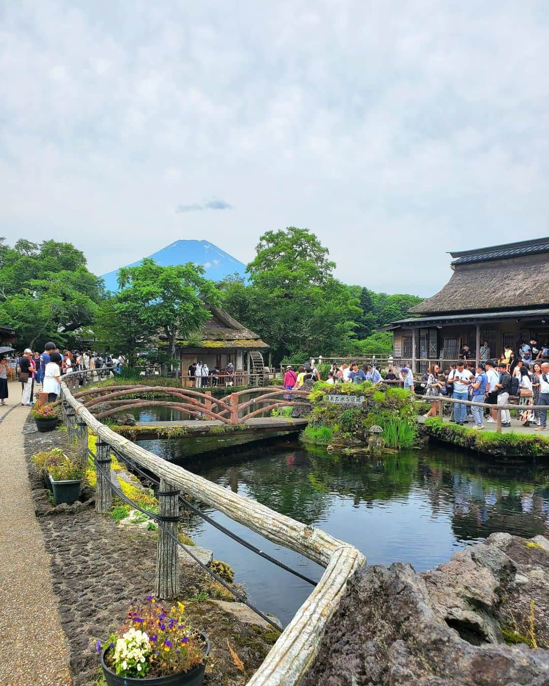 小谷津友里さんのインスタグラム写真 - (小谷津友里Instagram)「世界遺産 富士山🗻の構成資産の一部である忍野八海へ🚶 前から行きたかったの☺️💗  忍野湖が涸れた後、 富士山の伏流水に水源を発する湧水池がいくつか残った その代表的な湧水池が忍野八海😌  水の透明度が高く、青色が本当に綺麗😍✨️ 池の中を泳いでいる魚がよく見えたよ🐟️ なんだか神秘的だね～！  茅葺屋根や水車があって 昔ながらの雰囲気にほっこり🌿 忍野村と富士山が共演した景色は絵葉書みたいに美しい☺️  禊として富士の雪解け水に手を３０秒間つけられる場所があったよ😳これ、すごく冷たかった🥶 ２０秒くらいで手がキンキンに冷えて３０秒が長く感じたよ🤣  ペットボトルに水を汲んで持ち帰ることもできるみたい！ 富士山の雪解け水数は数十年の歳月をかけてろ過され、澄みきった水になるそう❄️  🍡  お土産や食べ歩きフードも村の中にたくさん😋 食べたのは磯揚げ丸天のチーズ棒と池本名物草餅😋  チーズ棒は中央にとろっとしたチーズがはいっていて食べ応えあり🙆 草餅は売店内で作りたて、焼きたて 忍野八海の湧き水を使って作っているそう☺️  国内の他の世界遺産もまた見に行きたい🚶  #忍野八海 #忍野 #富士山 #山梨 #山梨観光 #自然 #日本名水百選 #世界遺産 #世界遺産検定 #世界遺産検定1級  #池 #絶景 #昔ながら #村 #雪解け水 #湧き水 #天然記念物 #山梨グルメ #忍野八海グルメ #国内旅行 #旅行 #こやゆり旅 #こやゆりフード」6月19日 18時55分 - yurikoyatsu