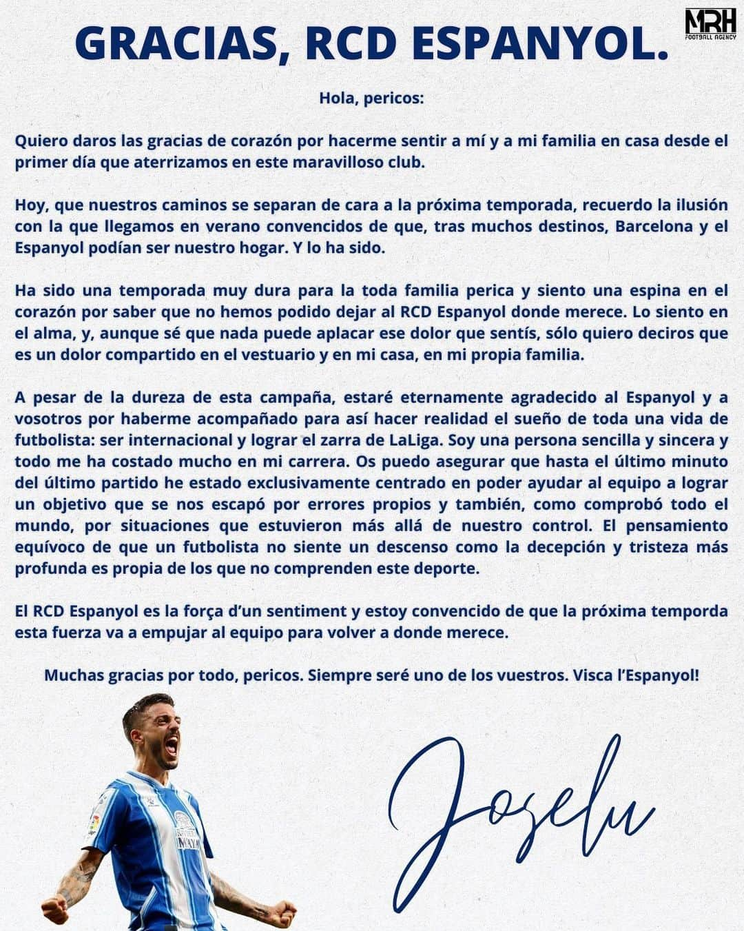 ホセ・ルイス・サンマルティン・マトのインスタグラム：「GRACIAS PERICOS 💙🤍 @rcdespanyol」