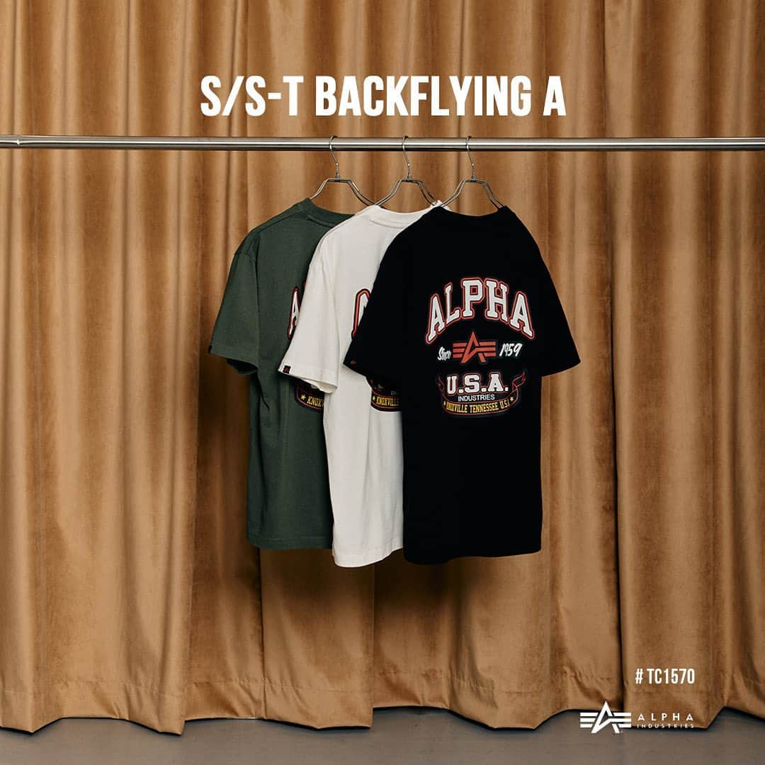 ALPHA INDUSTRIES JAPANさんのインスタグラム写真 - (ALPHA INDUSTRIES JAPANInstagram)「フライトジャケットの定番デザイン"BACK FLYING A"をプリントに落とし込んだデザインTシャツ。アウター同様インパクトあるバックプリントは一枚でコーディネイトの主役に。  S/S/-T BACKFLYING A  # TC1570 ¥3,960(in tax） Col : 0901(BLACK) , 0903(D.GREEN) , 0918(WHITE)  Size :  M , L , XL    #alpha_industries_japan  #alpha_industries  #ALPHAINDUSTRIES #ALPHA #ALPHASHOP #MA1   #streetsnap #ファッションスナップ #military #fashion #outfitpost #ALPHA渋谷店 #アルファインダストリーズ #ミリタリー  #ミリタリーコーデ #ストリートファッション  #アメカジ  #ミリタリーTシャツ #バックプリント #アメカジコーデ #ロゴT  #Tシャツ #バックプリントTシャツ #tshirt」6月19日 18時42分 - alpha_industries_japan