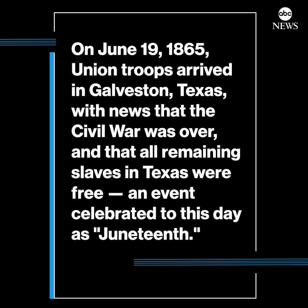 ABC Newsさんのインスタグラム写真 - (ABC NewsInstagram)「ON THIS DAY: In 1865, Union troops arrived in Galveston, Texas, with news that the Civil War was over, and that all remaining slaves in Texas were free — an event celebrated to this day as “Juneteenth.”   Meet Opal Lee, the 'grandmother of the movement' to make Juneteenth a federal holiday, at LINK IN BIO. #JUNETEENTH #ONTHISDAY #HISTORY #US #CIVILWAR #SLAVERY」6月19日 19時00分 - abcnews