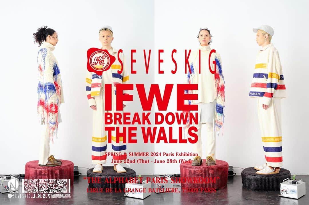 セヴシグのインスタグラム：「SEVESKIG SPRING & SUMMER 2024 “If we break down the walls”  Paris Exhibition THE ALPHABET PARIS SHOWROOM  Dates: June 22nd (Thu) - June 28th (Wed), 2023  Venue: 13RUE DE LA GRANGE BATELIERE, 75009 PARIS  Make sure to slot our exhibition into your schedule!!  #seveskig #parisexhibition #alphabetshowroom #pfw」