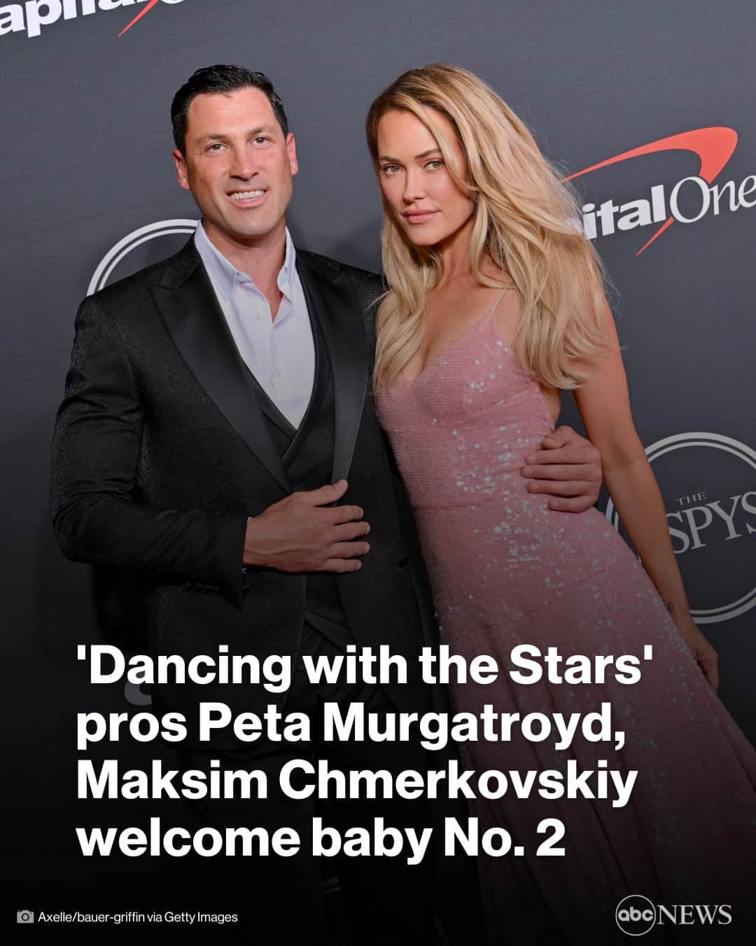 ABC Newsのインスタグラム：「Peta Murgatroyd and Maksim Chmerkovskiy have welcomed their second child together. MORE AT LINK IN BIO. #NEWS #CELEBRITY #DWTS #ENTERTAINMENT #DANCINGWITHTHESTARS #DANCING #PREGNANCY #PARENTING #MATERNITY #CHILDBIRTH #BABIES」