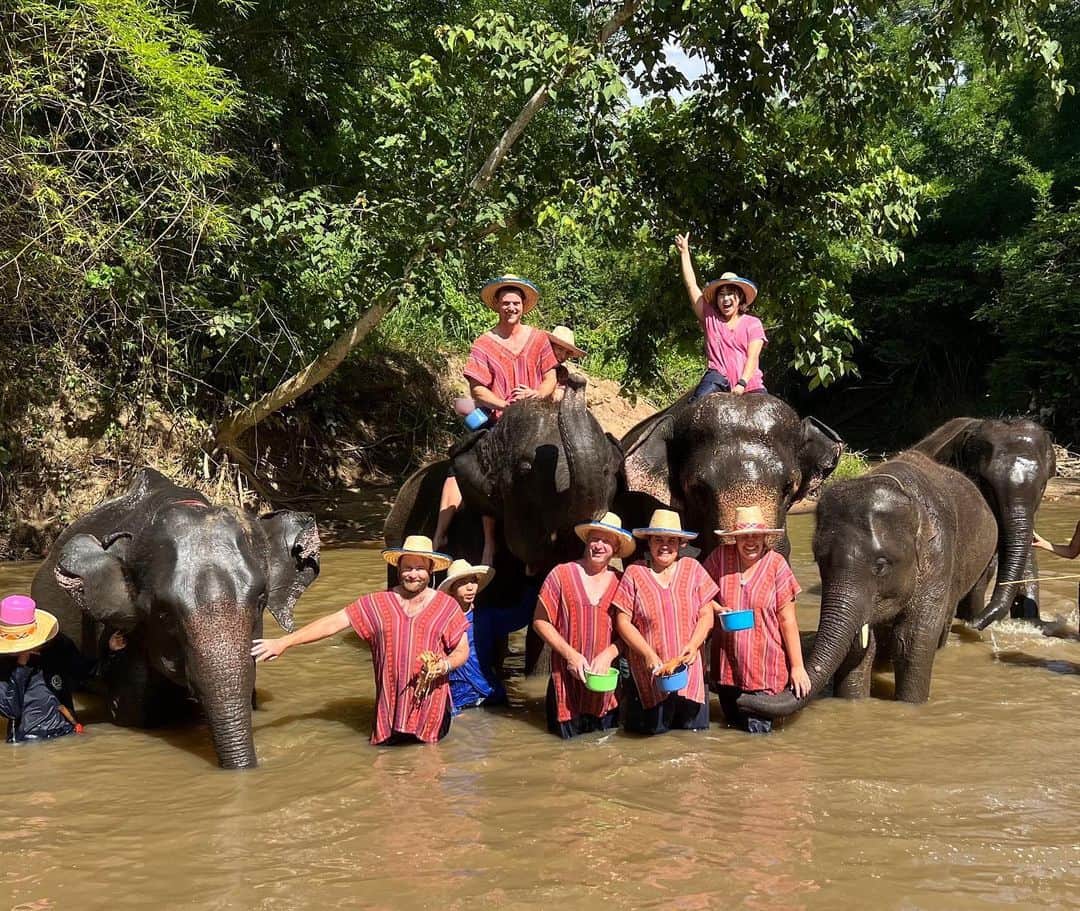 高木優奈のインスタグラム：「午前中に練習して 午後からはゾウさんのところへ🐘 WPGAとAustralia PGAの選手たち☺️ ちょっとしたオフで タイを満喫できたので また明日から頑張ります🫡  Thank you 🫶 #タイ #ゾウ #楽しかった #良いオフ #動画一生叫んでてうるさい」