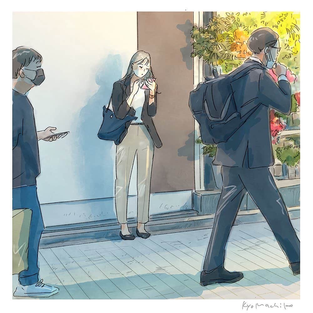 今日マチ子さんのインスタグラム写真 - (今日マチ子Instagram)「Waiting next to the florist, June 18, 2023 / 2023年6月18日、花屋の隣で待ってます  #今年はどこへ #whereareyougoing #今日マチ子 #kyomachiko #新宿 #shinjuku」6月20日 0時05分 - kyomachiko