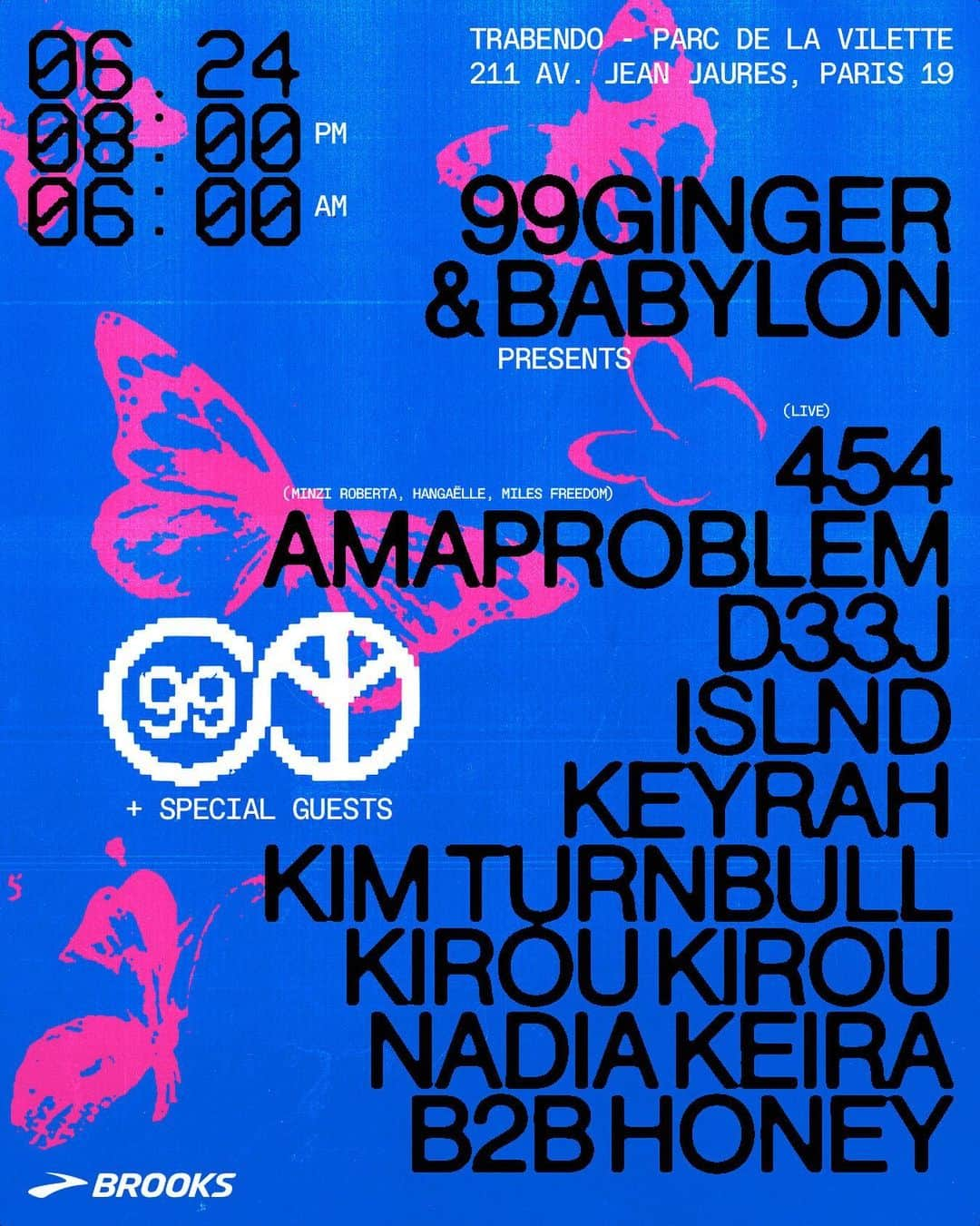 Babylon LAのインスタグラム：「🔥🇫🇷SATURDAY JUNE 24TH 🇫🇷🔥  Babylon x @99ginger presents..  @squills  @amaproblemmm (@minziroberta • @hangaelle • @milesfreedom  @h3yd33j  @_islnd  @___keyrah  @kim_turnbull  @kiroubel B2B SPECIAL GUEST @nadia.keira B2B @itshoneyy   With support & free giveaways from @brooksrunning   8PM — 5AM  TRABENDO  211 Avenue Jean Jaurès 75019 Paris France  RSVP Link in bio」