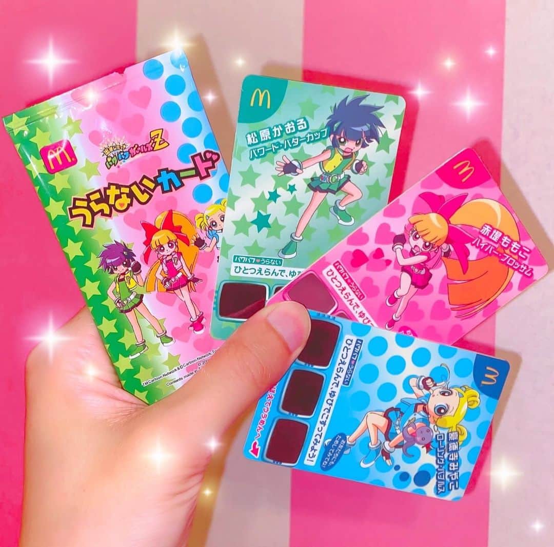 のインスタグラム：「パワパフZのマックのうらないカード全種類そろった(^ㅇ-ㅇ^).ᐟ.ᐟ💚🩷🩵  #powerpuffgirlsZ  #パワパフガールズz」