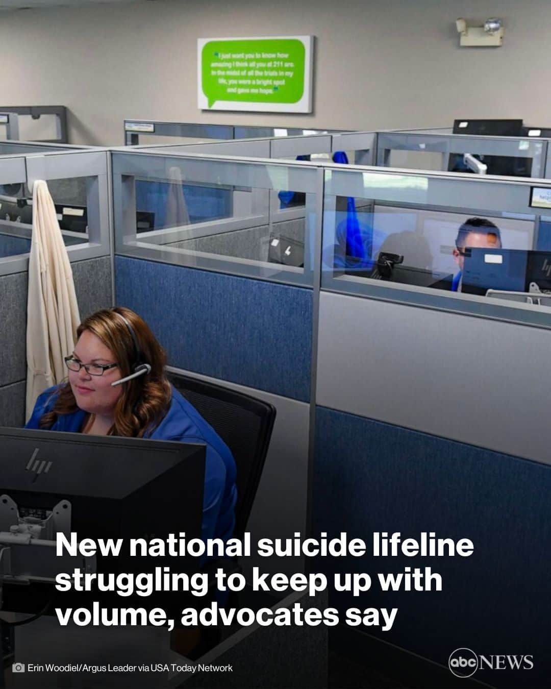ABC Newsのインスタグラム：「Almost one year after the rollout of 988, the majority of states are still struggling to ensure that their citizens' calls get answered locally.  In April 2023 alone—the most recent month for which public data is available, according to Vibrant Emotional Health—states collectively missed over 11,000 calls. MORE AT LINK IN BIO.」