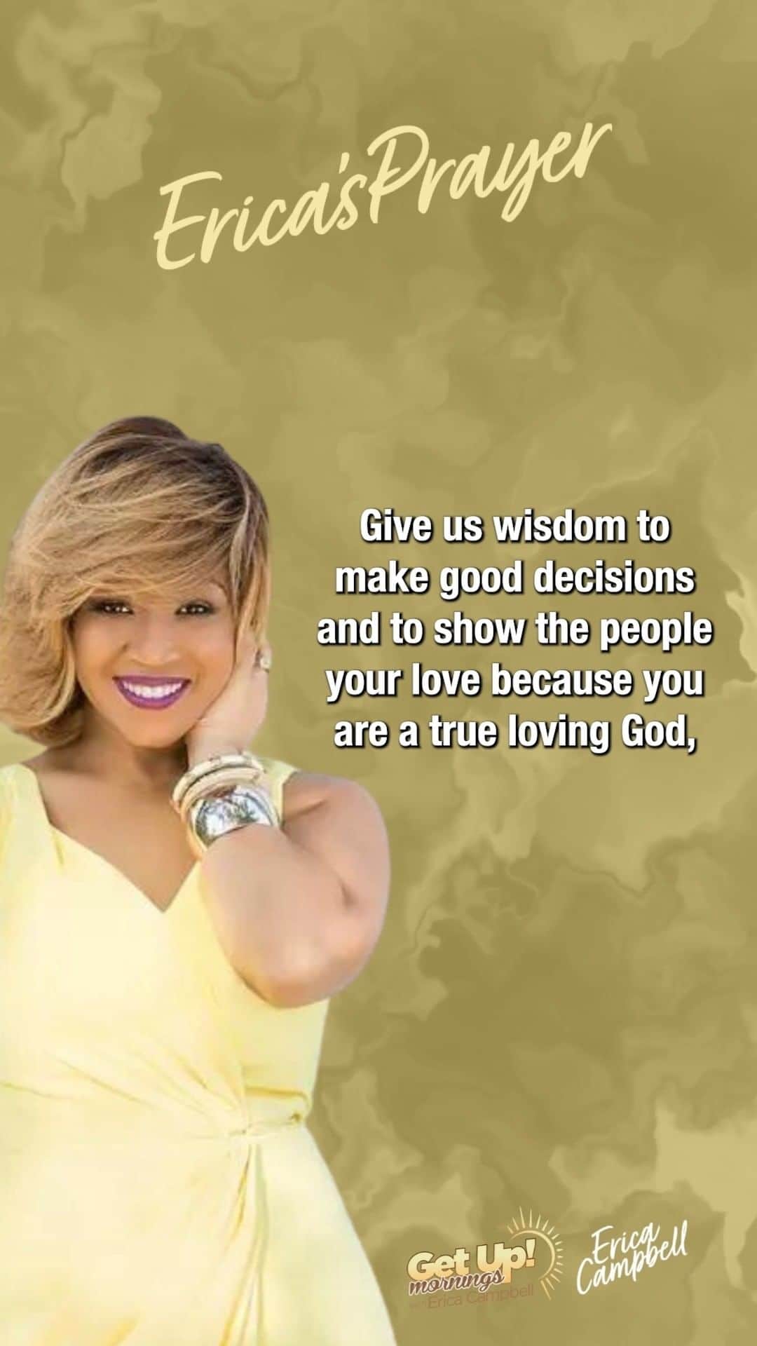 エリカ・キャンベルのインスタグラム：「Give us your peace. Give us your joy. Give us wisdom to make good decisions and to show the people your love because you are a true loving God.  #EricaCampbell #EricasPrayer #GetUpErica」