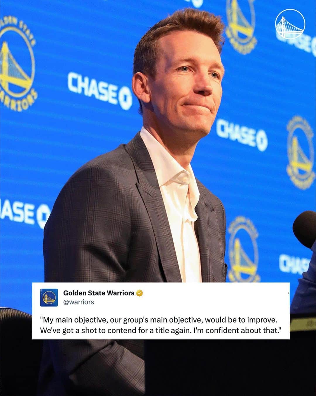 ゴールデンステート・ウォリアーズのインスタグラム：「General Manager Mike Dunleavy Jr. is ready for the off-season ahead.」