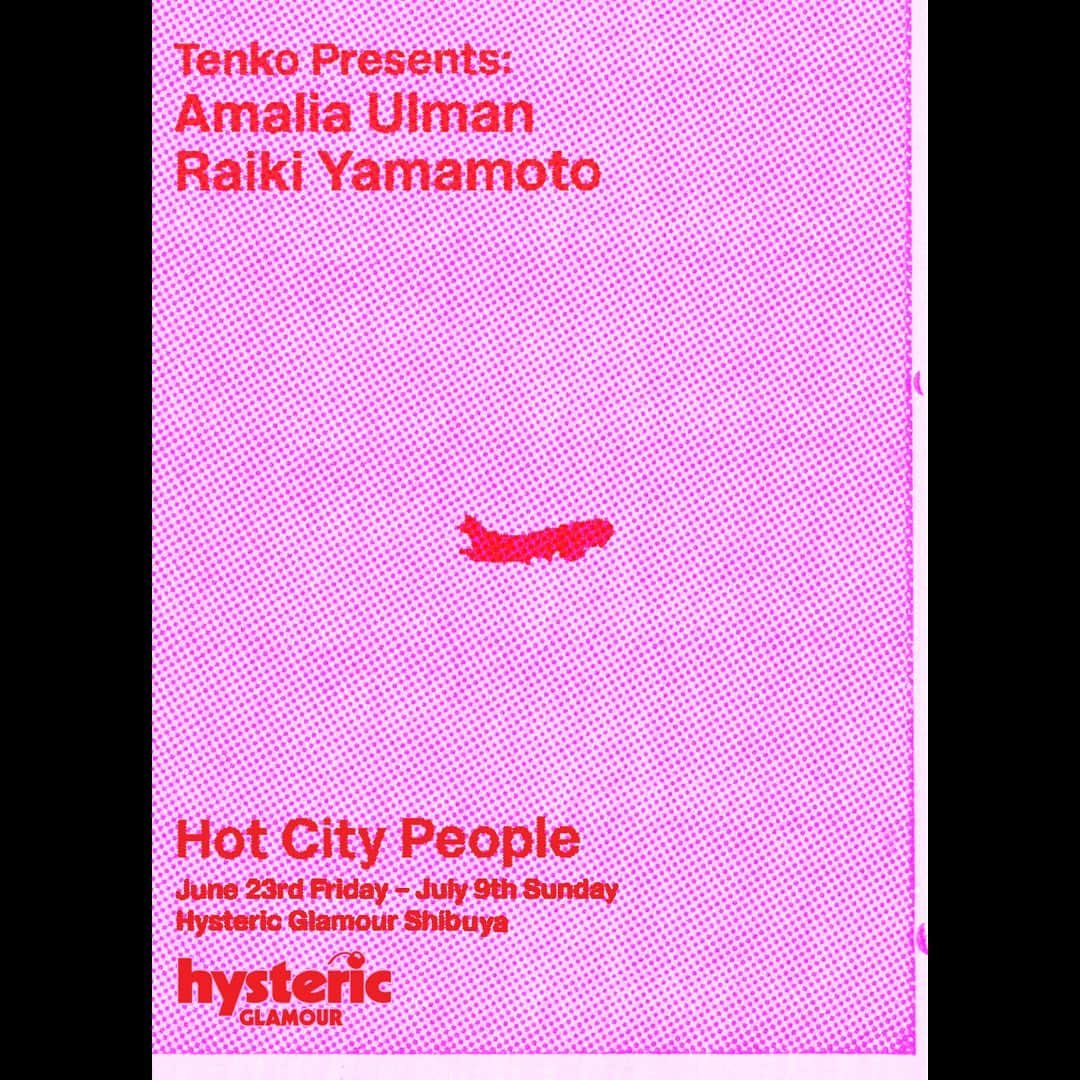 smartのインスタグラム：「HYSTERIC GLAMOURは点子がキュレーションするアマリア・ウルマンと靈樹の二人展『Tenko presents AMALIA ULMAN × RAIKI YAMAMOTO HOT CITY PEOPLE』を6/23(金)～7/9(日)にHYSTERIC GLAMOUR SHIBUYAにて開催。今回の展示に合わせ、アマリア・ウルマンの限定Tシャツとアンダーウェア、靈樹のアートワークが施された一点物のTシャツを販売する予定です。NYと東京、”HOT CITY”で制作を続ける二人のアーティストの作品を是非チェックしてください✨  #hystericglamour  #ヒステリックグラマー  #amaliaulman  #raikiyamamoto  #smart」