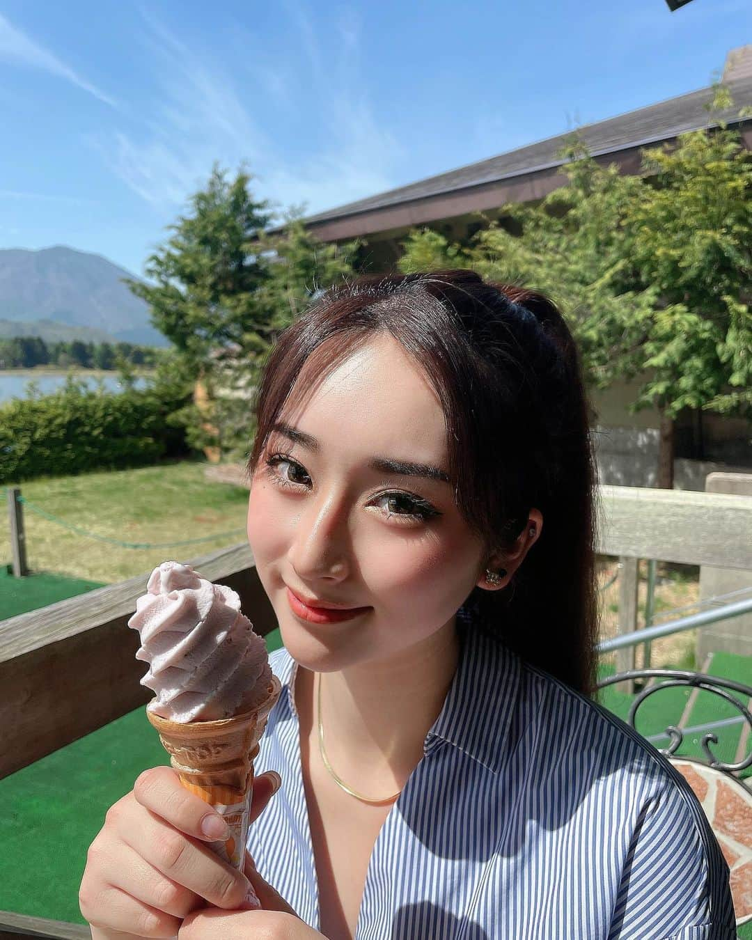 浅井マリサのインスタグラム：「☺︎ 主食アイスがいいの季節がやって来ますね､､🤭🍦🥄(笑)」