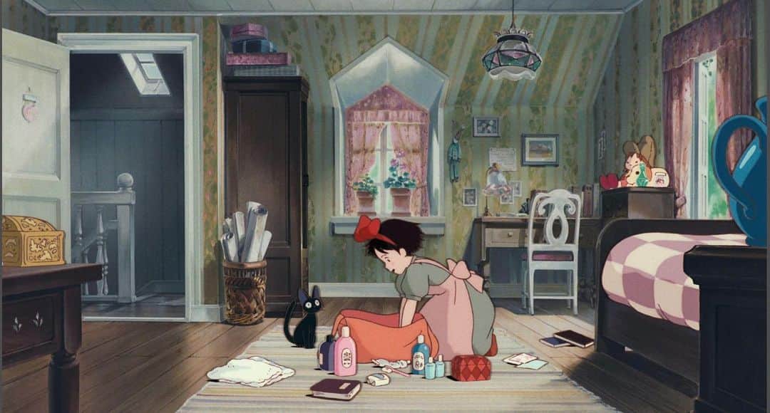 相羽瑠奈のインスタグラム：「ジブリの女の子のお部屋すき🎀🧹🐈‍⬛🌿」