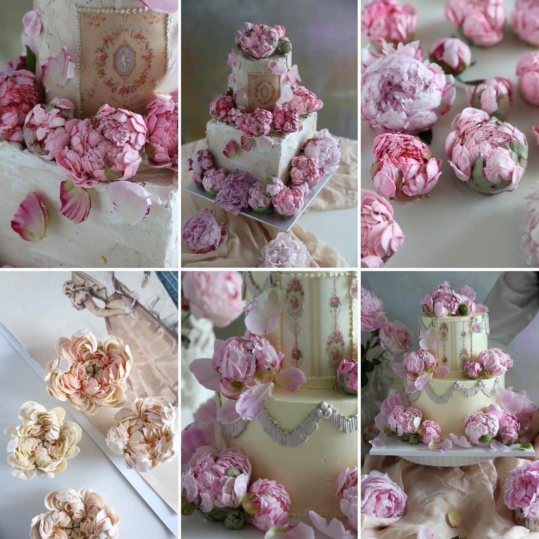 청담 수케이크 (atelier soo)さんのインスタグラム写真 - (청담 수케이크 (atelier soo)Instagram)「ㅡ 🎀🎀🎀  Italian meringue buttercream #flowercake #cake #peony #partycake」6月20日 8時43分 - soocake_ully