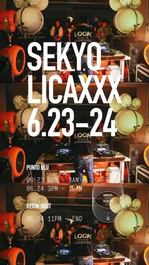 Licaxxxのインスタグラム：「This weekend in Seoul 🇰🇷  6/23 DAY1 @puntobluseoul at night 6/24 DAY2 @puntobluseoul at night 6/24 after party @betonbrutseoul  midnight   #Repost @8alace  ・・・ SEKYO VOL.2 I LICAXXX 내한 @licaxxx1  ’서울소리音도쿄오토‘  도쿄를 대표하는 아티스트이자 도쿄커뮤니티라디오(@tokyocommunityradio)의 설립자 LICAXXX와의 동행.  성수동 갤러리 PUNTO BLU에서 Pequod Sound System(by @alive_solution)을 기반으로 Licaxxx & Local DJ들이 만들어낼 몰입감 있는 사운드 경험과, 마당이 있는 한옥(@betonbrutseoul)에서의 레이브까지.  23일부터 25일 아침까지 살아숨쉴 서울의소리와 함께하세요.  ◎ 공연 기간 : (PART.1) 2023년 6월 23일 6PM - 3AM / (PART.2) 6월 24일 3PM - 12AM / (AFTER) 6월 24일 11PM - 8AM  ◎ 공연 장소 : PART.1 - 2 뿐또블루/ 서울 성동구 성수이로22길 61 1F,1B // (AFTER PARTY) BETON BRUT 용산구 보광로60길 17  ◎ 티켓 가격 : 35,000원 (SEKYO + AFTER PARTY) // 25,000원 (23-24 SEKYO ONLY)   **SEKYO(2DAYS) + AFTERPARTY 현장구매 불가 **SEKYO(2DAYS) 현장 구매 시 30,000원 **애프터파티 (BETON BRUT) 현장구매 시 15,000원  Photographs @giuklee_」